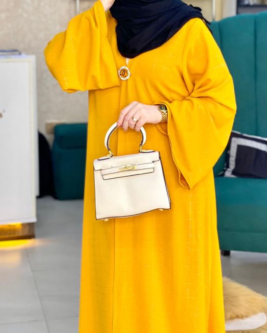 Mustard slim fit abaya